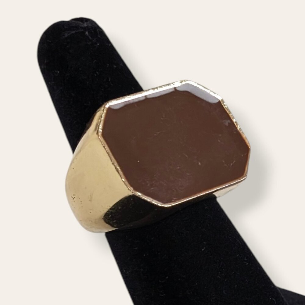 V. Chunky Brown Enamel Ring